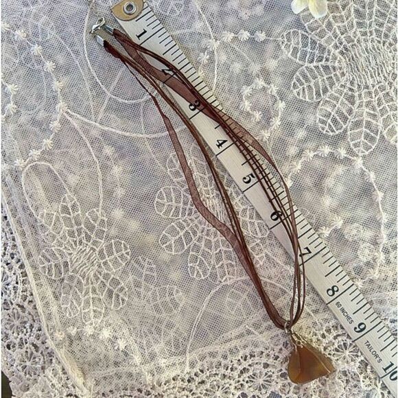 Vintage Amber Agate Stone Necklace - Picture 9 of 11